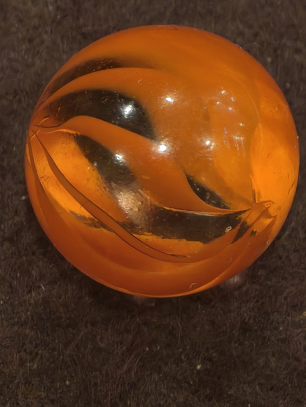 Red-Orange Glass Swirl Marbles Lot Of 5 - Picture 6 of 6